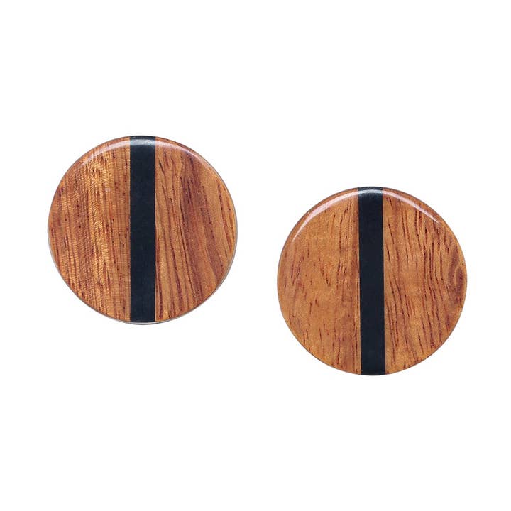 CINNAMON round bayong wood stud earrings for wholesale by Nature Bijoux