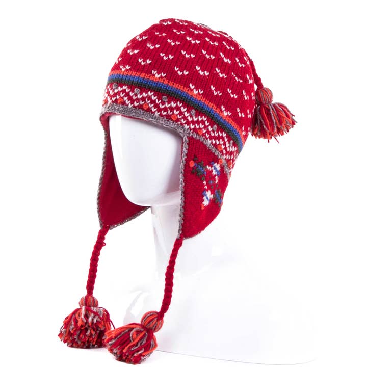 Lost Horizons Knitwear - Wholesale Beanie - Women's - Helsinki Wool Knit Earflap Hat with Tassels