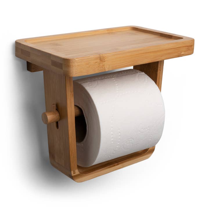 Arrow and Stem - Wholesale Toilet Paper Holder - Bamboo Toilet Paper Holder with Shelf