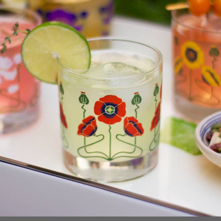 The Modern Home Bar - Wholesale Cocktail/Liquor Glass - Red Poppy Rocks Glass3