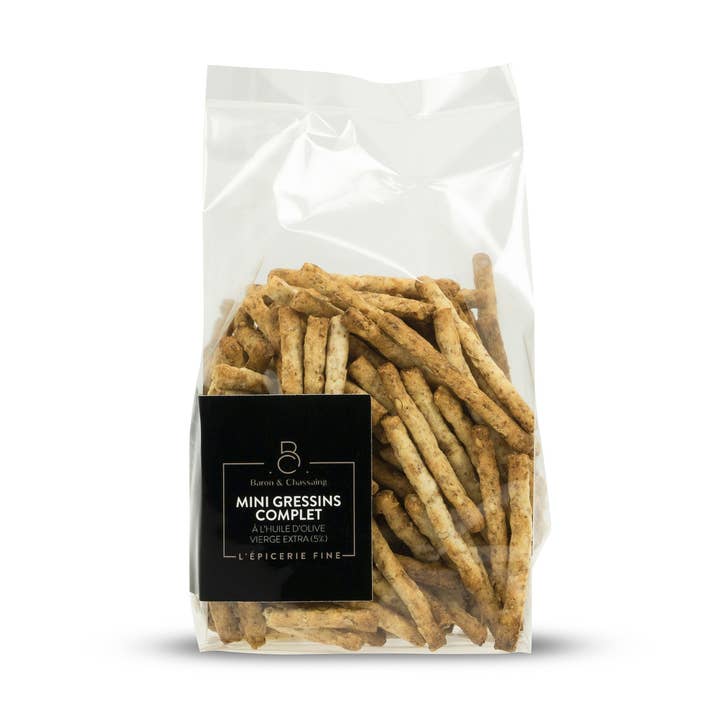 Baron & Chassaing - Wholesale Crackers - Mini wholemeal breadsticks with extra virgin olive oil 5% 80g0