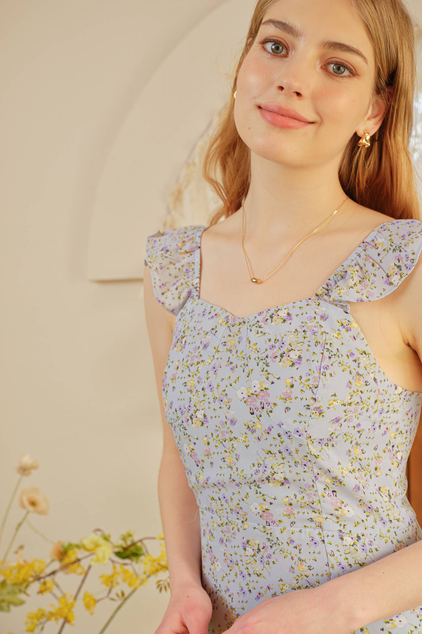 ROSIE POSIE - Wholesale Dress - Women's - RP2395 - Blue Blossom Print Long Dress8