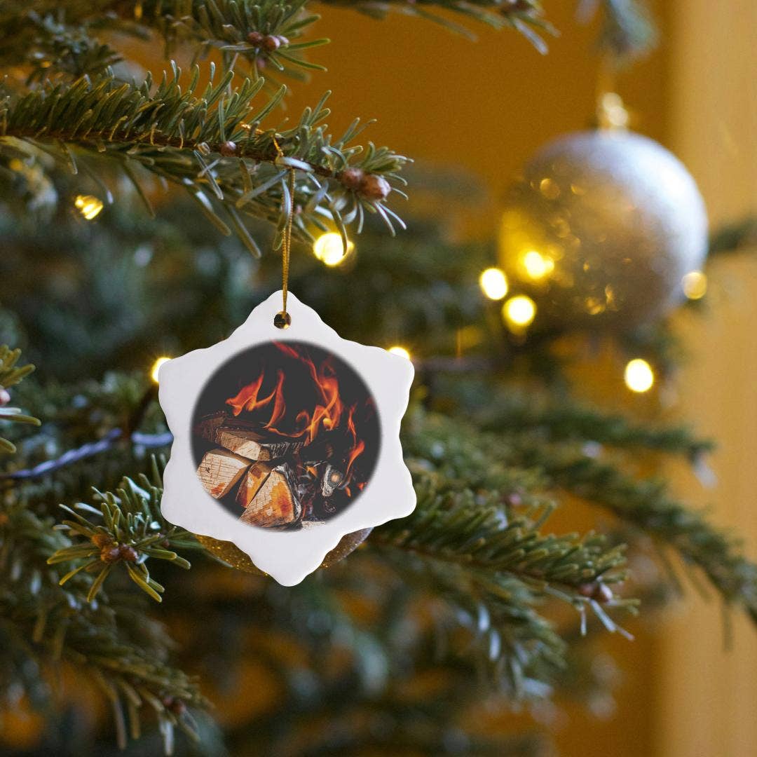 3dRose - Wholesale Ornament - 3dRose, Firewood burns in a stove, fire and ashes, Ornament6