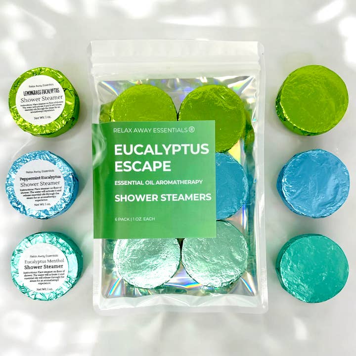 Eucalyptus Escape Shower Steamers 6 Pack - Made in USA for wholesale by Relax Away Essentials