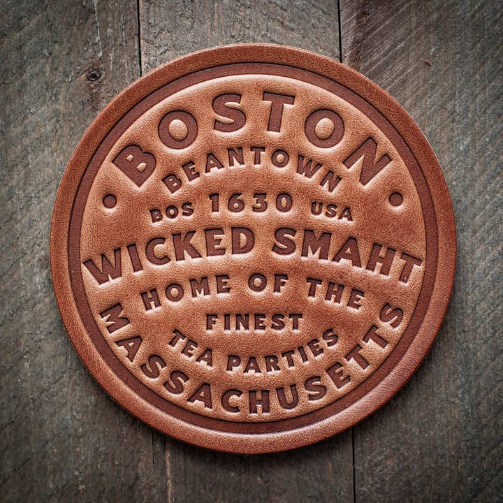 Boston Wicked Smaht/Smart Leder Untersetzer für den Großhandel von Sugarhouse Leather