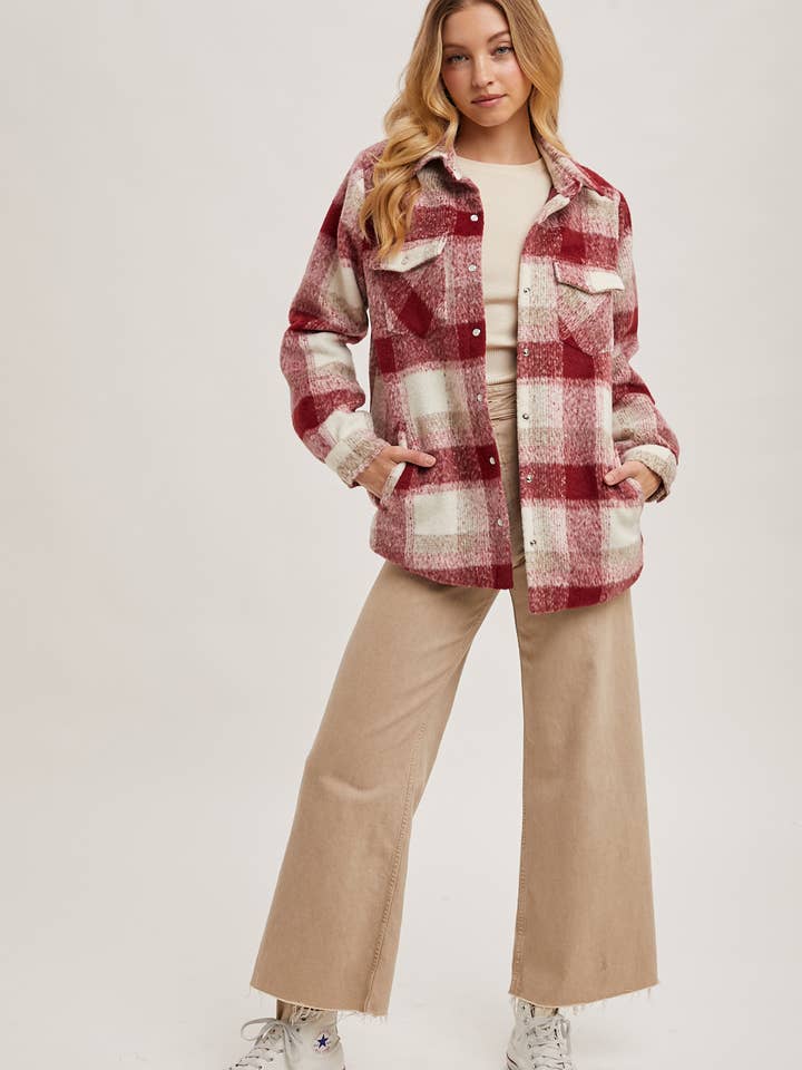 Bluivy - Wholesale Shirt Jacket/Shacket - Women’s - BUTTON DOWN PLAID SHACKET17