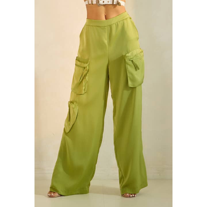Pantalones anchos de satén cargo para venta al por mayor de omgstyles
