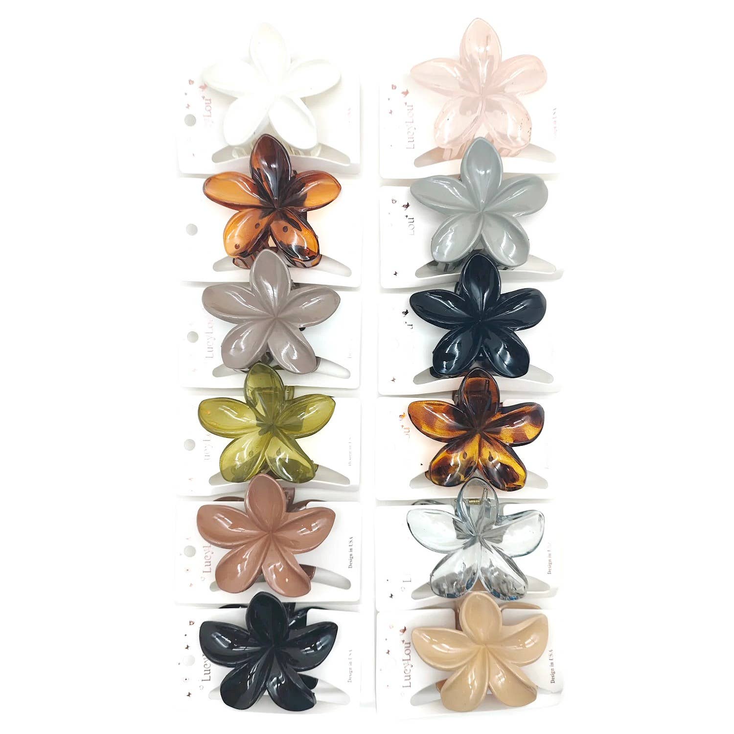 Diacly - Wholesale Hair Clip - Women's - 12pk Polished Plumeria Hair Claw Clip Set1