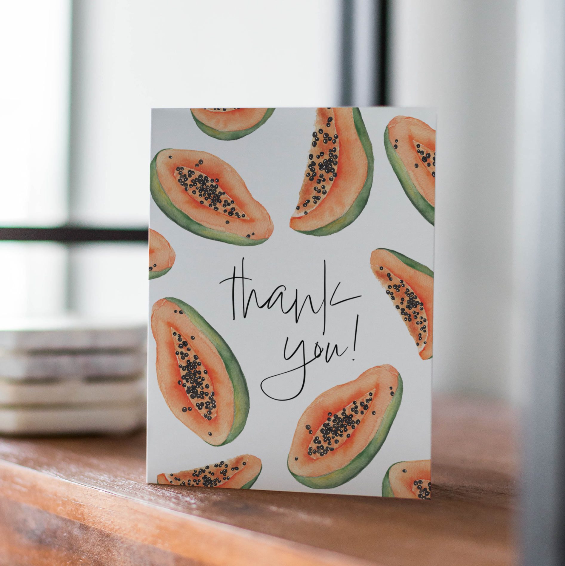Petals by Priya Watercolor Designs - Wholesale Thank You Card - A2 Watercolor Papaya Tropical "Thank You" Card with Envelope5