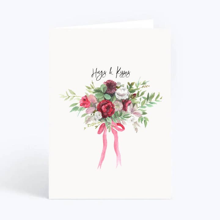 Biglietto di San Valentino Hugs & Kisses per la vendita all'ingrosso da parte di Anna Jayne Designs
