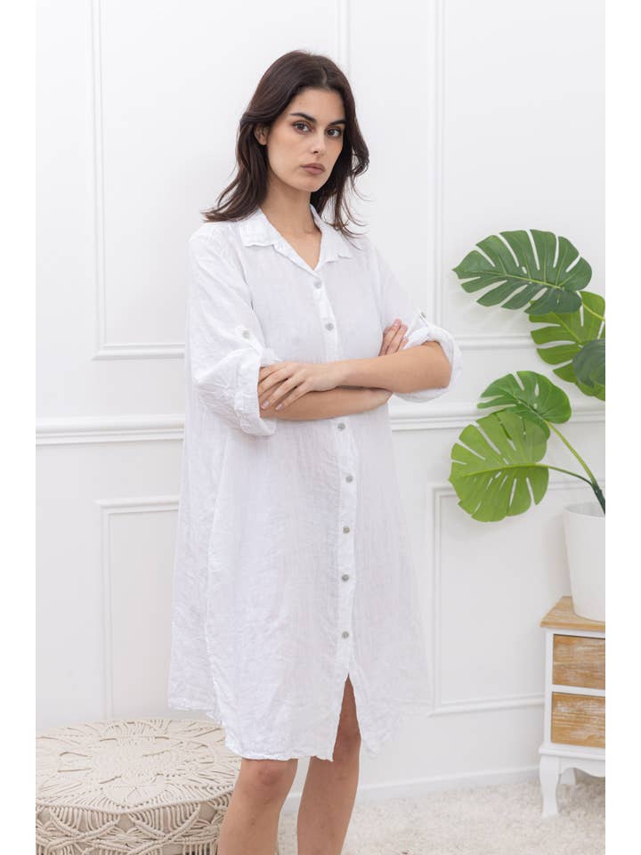 Happy look - Wholesale Dress - Women's - 93190L linen shirt dress4