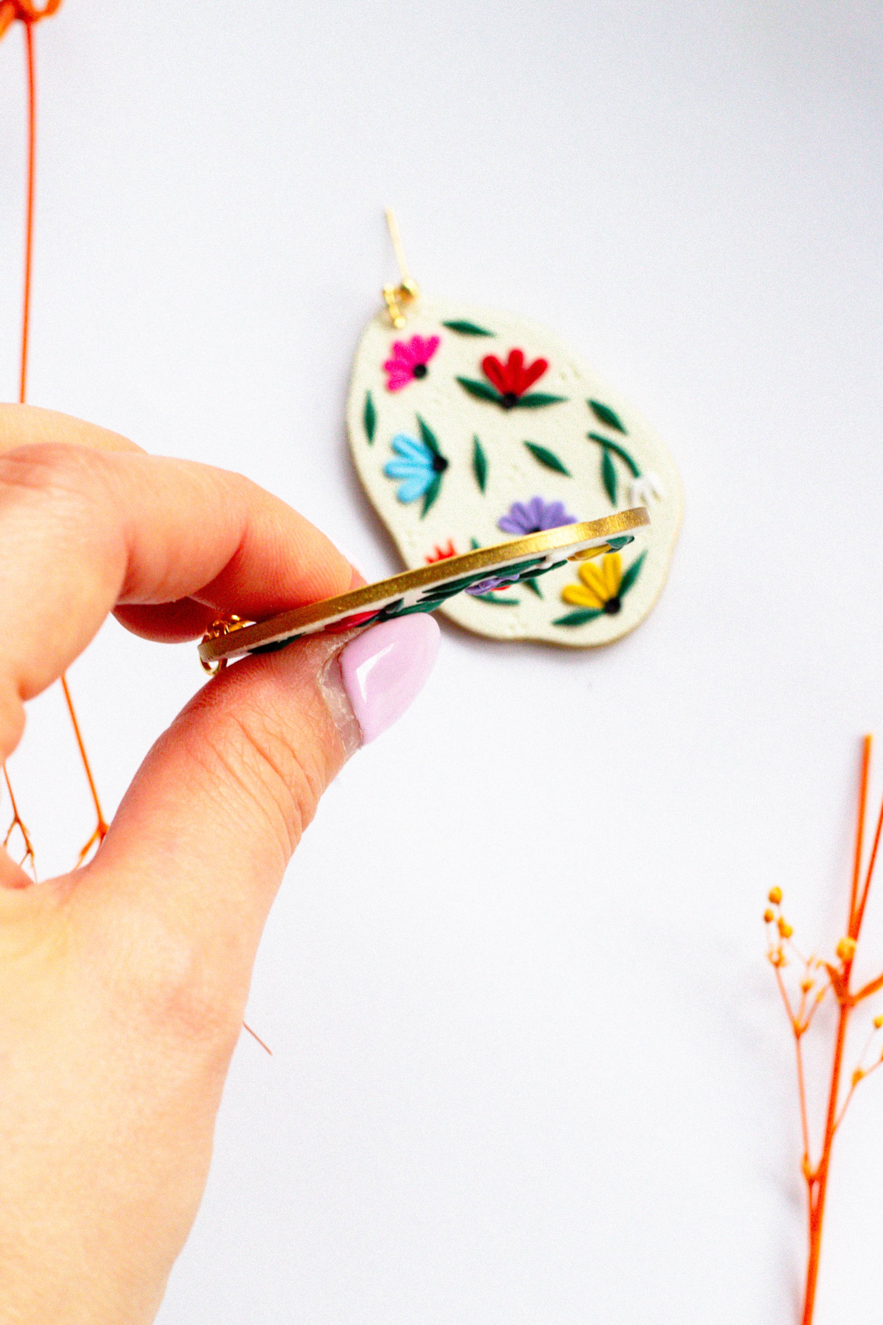 Slow Day Studios - Wholesale Dangle Earrings - Organic Spring Floral Oval Dangles2