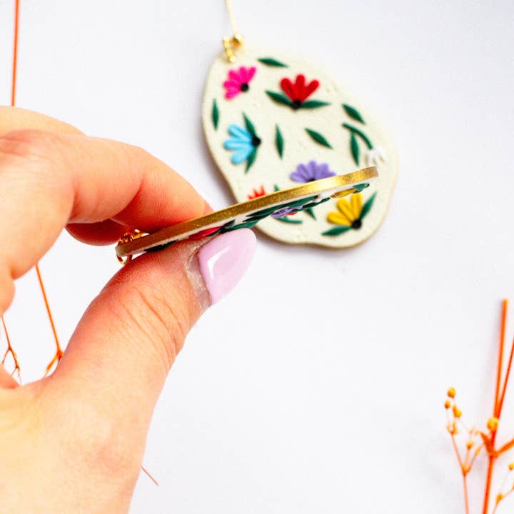 Slow Day Studios - Wholesale Dangle Earrings - Organic Spring Floral Oval Dangles2