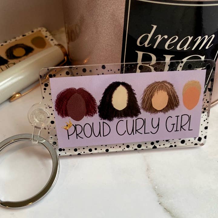 Proud Curly Girl Keychain for wholesale by Sassy and Chic Designs by Cori