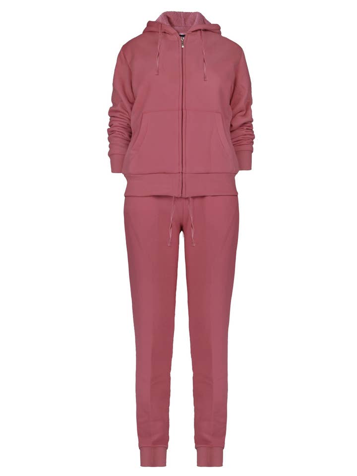 LeeHanTon - Wholesale Tracksuit - Women's - LeeHanTon Ladies Soft Sherpa Lined Track Suit Set