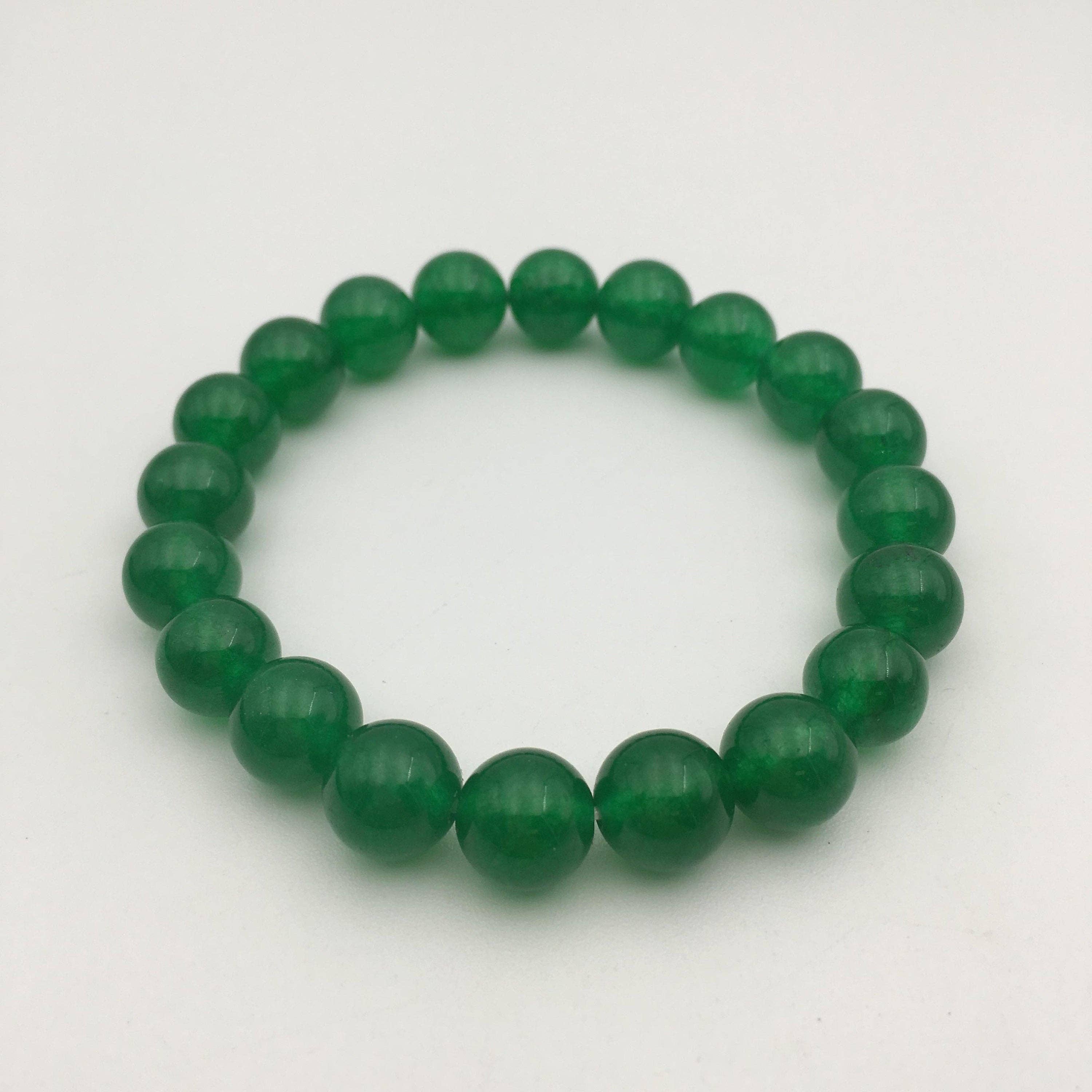 CRCBEADS - Vendita all'ingrosso Bracciale con perline - Bracciale in Giada Tinta Verde Rotondo Liscio Misura 8mm 10mm Lunghezza 7,5"