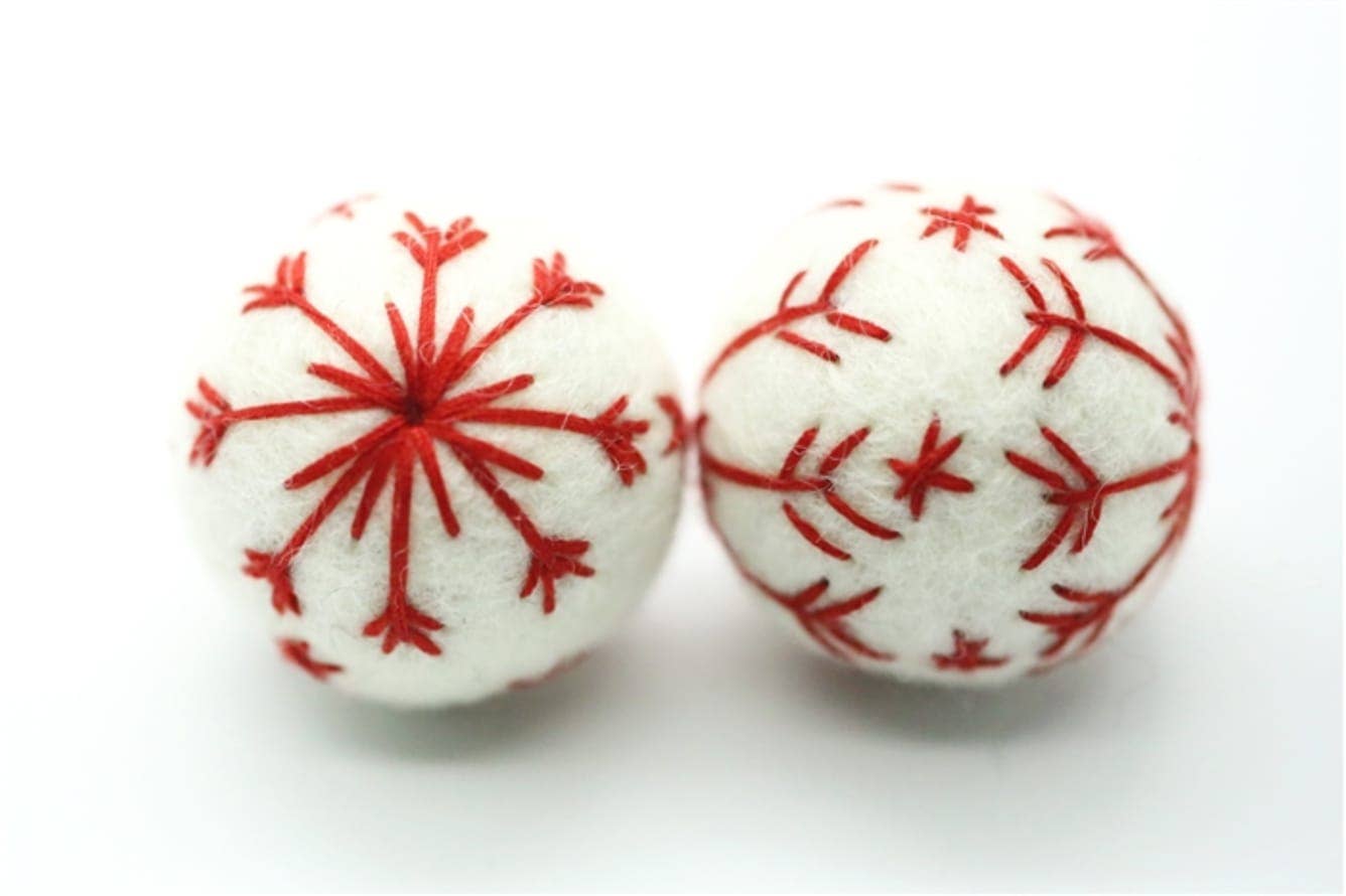 The Felt Pod - Vendita all'ingrosso Set di decorazioni  - Palla di Natale in feltro ricamata con fiocco di neve4