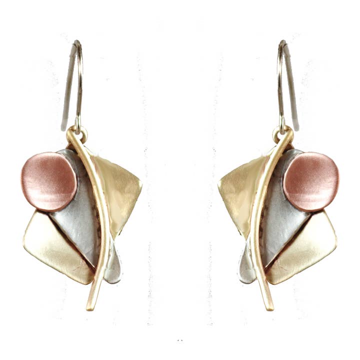 Abstractions Earrings in Brass, Copper & Nickel Silver for wholesale by Whitney Designs Ltd.