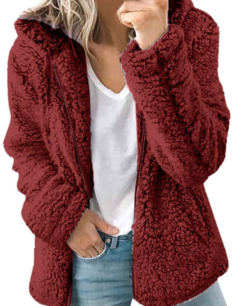 safistyle - Vendita all'ingrosso Giacca - Donna - Giacca con cappuccio in peluche con zip1