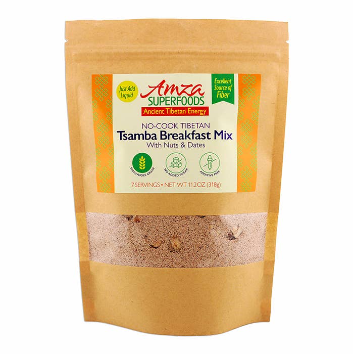No-cook Tibetan Tsamba Breakfast Mix with Nuts & Dates for wholesale by Amza Superfoods