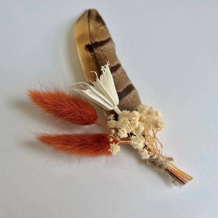 Withered Whimsy - Wholesale Hat Accessory - Women's - Hat feathers - Rust and Neutral "Terracotta"