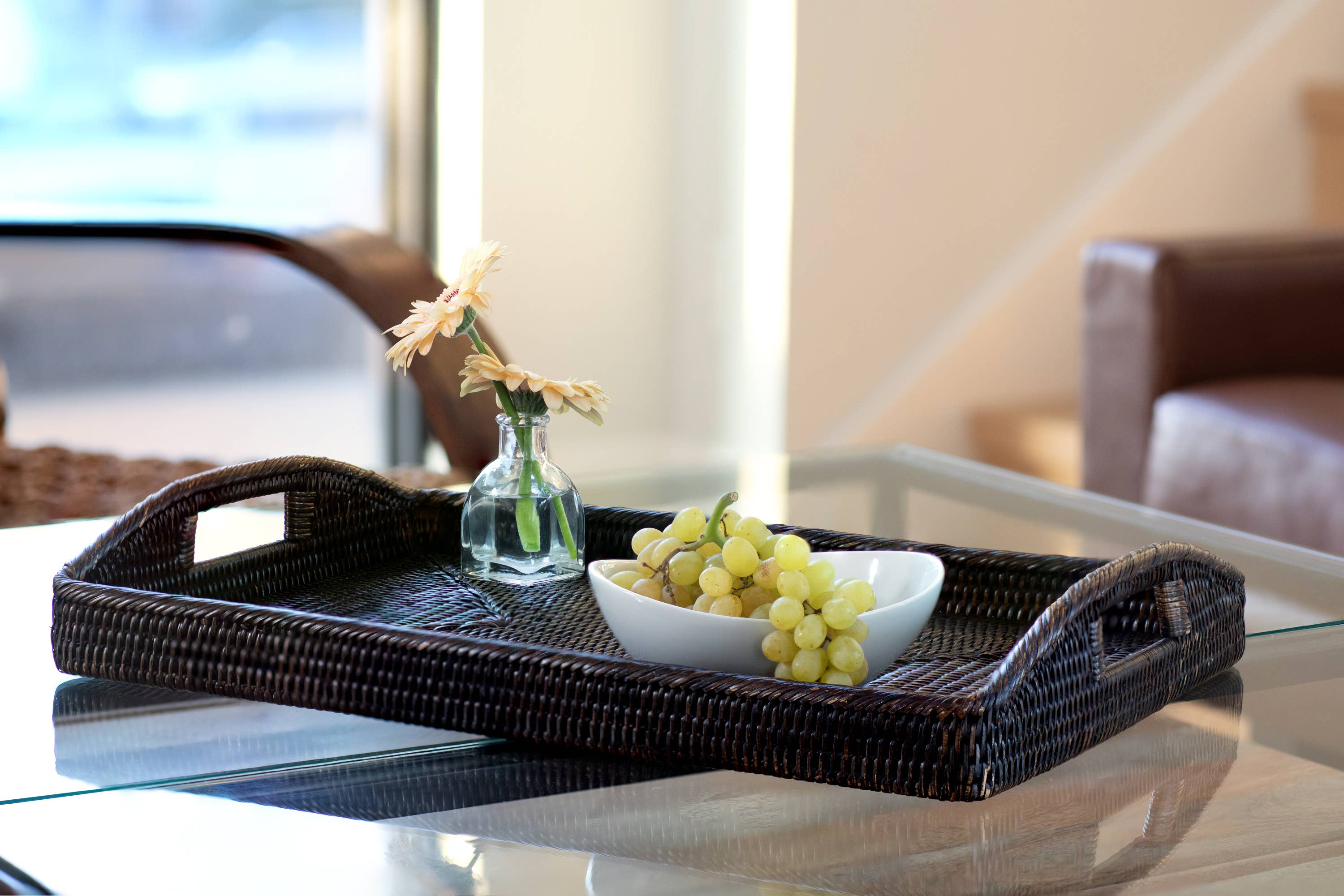 Artifacts Trading Company - Wholesale Serving Tray - Rectangular Rattan Serving Tray – High Handles11