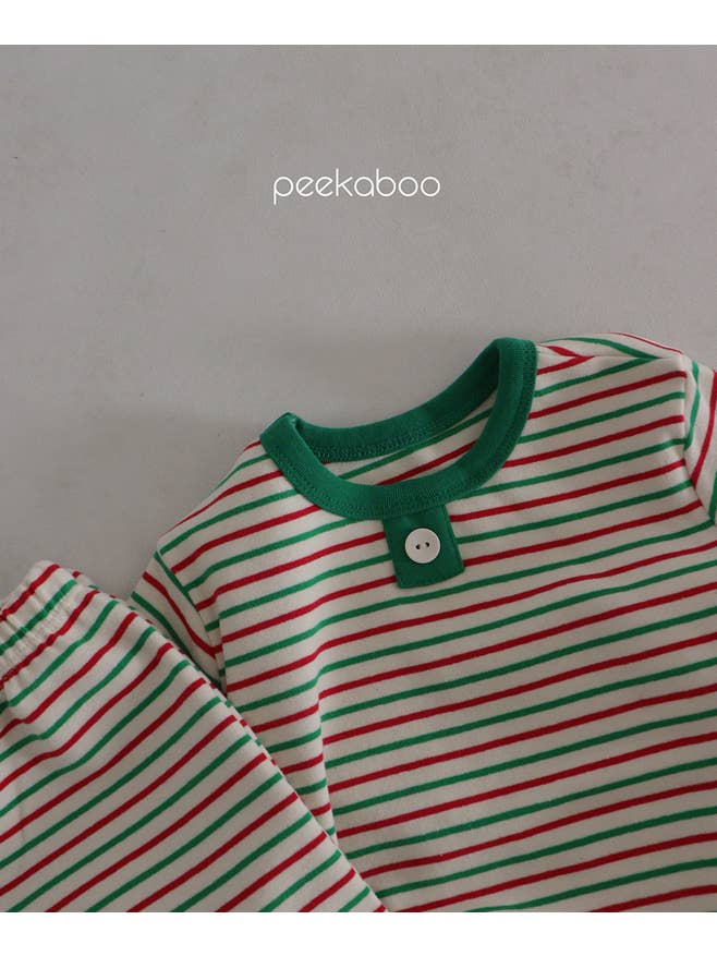 peekaboo - Wholesale Sleepwear Set - Kids - Christmas Pajama | Stripes Long Sleeves and Pants Set Kids5