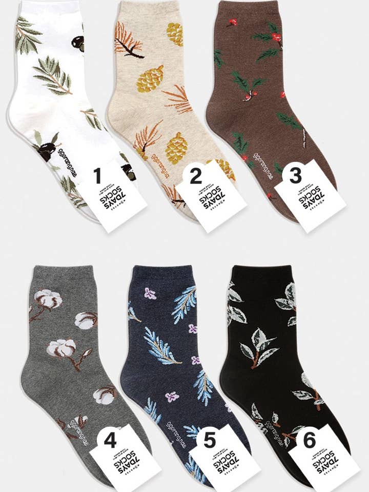 Chaussettes Crew Botanical pour femmes pour la vente par 7DAYSSOCKS