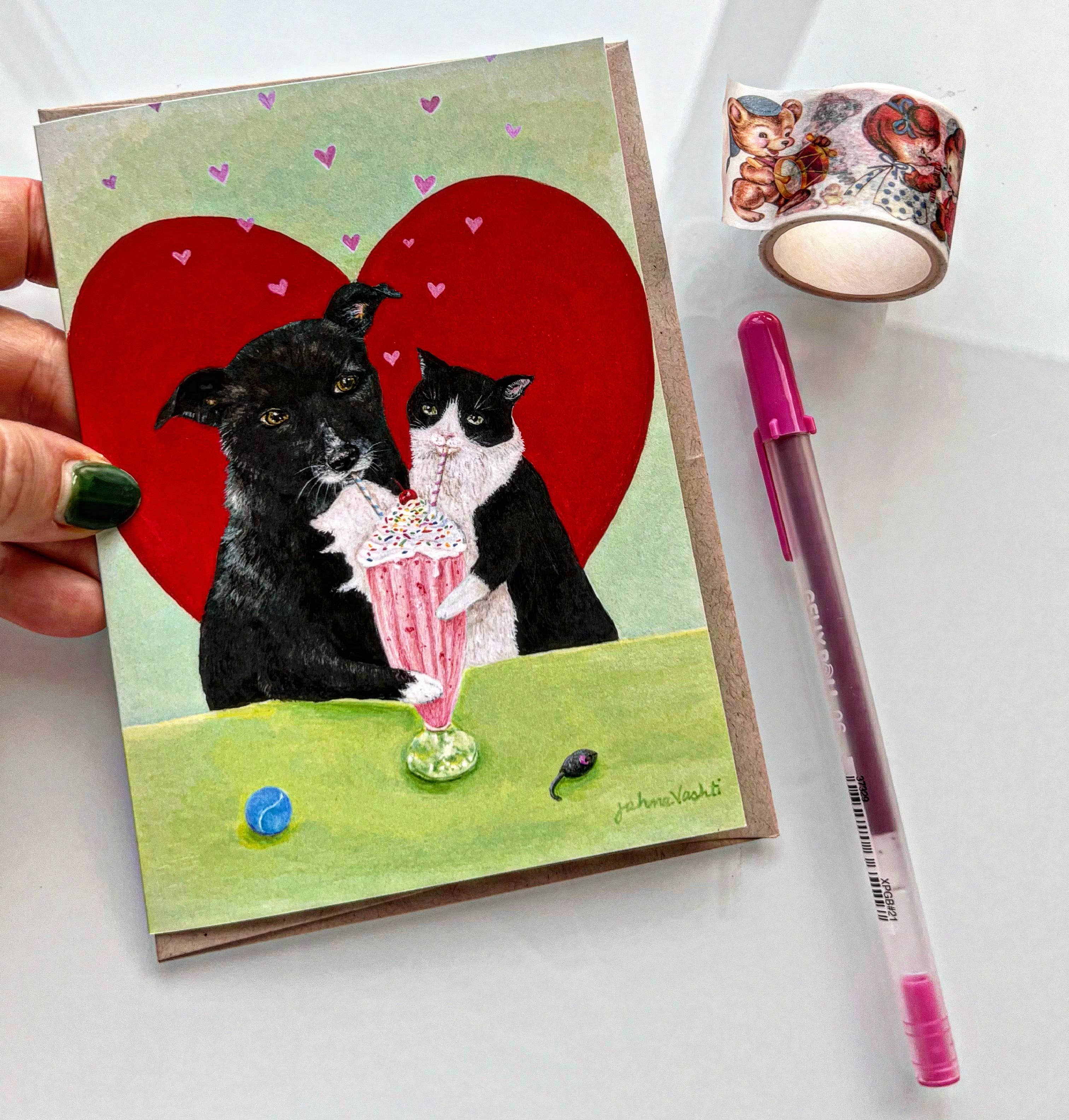 Jahna Vashti – Engroshandel Hverdagshilsen kort – „Paws 'n Straws“ enkelt kort1