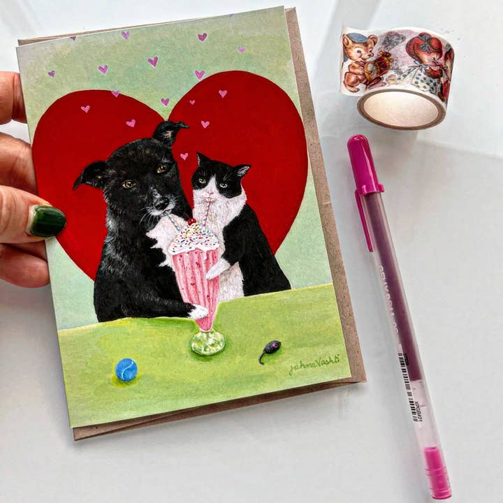 Jahna Vashti – Cartão de saudação diária por atacado – Cartão único “Patas” n Palhinhas1