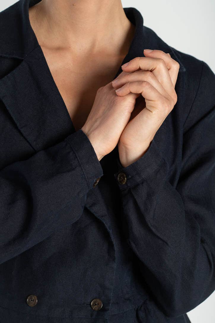 Son de Flor - Venta al por mayor Vestido - Mujer - Enola – Vestido Midi de Lino a Medida con Cuello con Muesca7