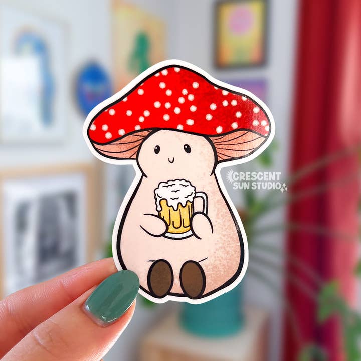 Adesivo Funghi Birra Artigianale, Adesivo Birrificio per Amanti della Birra per la vendita all'ingrosso da parte di Crescent Sun Studio