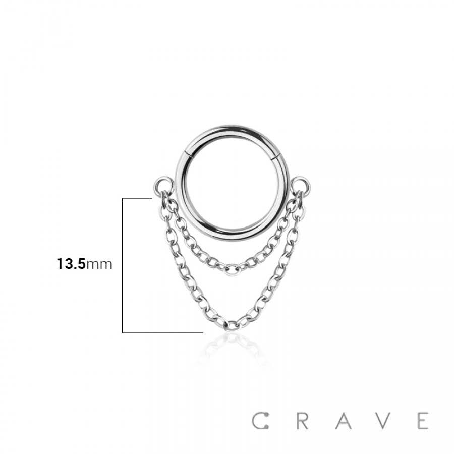 CRAVE - Wholesale Single Earring - 316L SURGICAL STEEL HINGED SEGMENT HOOP RING DOUBLE LINE CHA1
