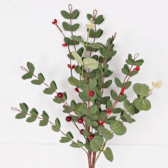 30795- 19in Pick-Mixed PE Euclyaptus with Red Berries for wholesale by Impressive Enterprises, Inc.