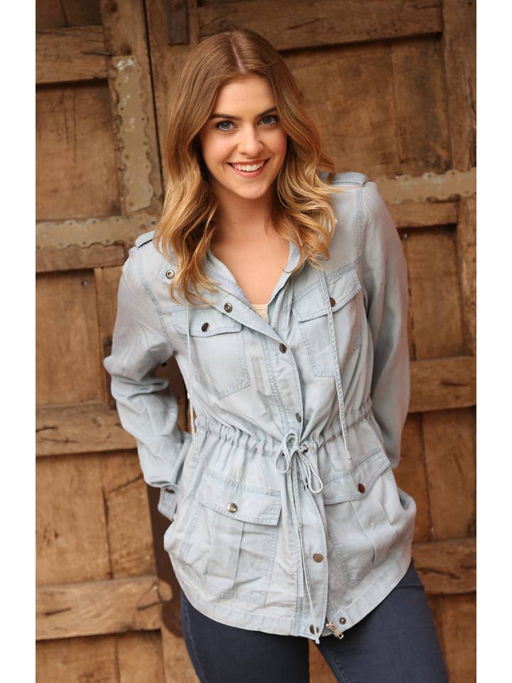 ANGIE - Wholesale Jacket - Women's - SJ629-ASIS TENCEL UTILITY JACKET1