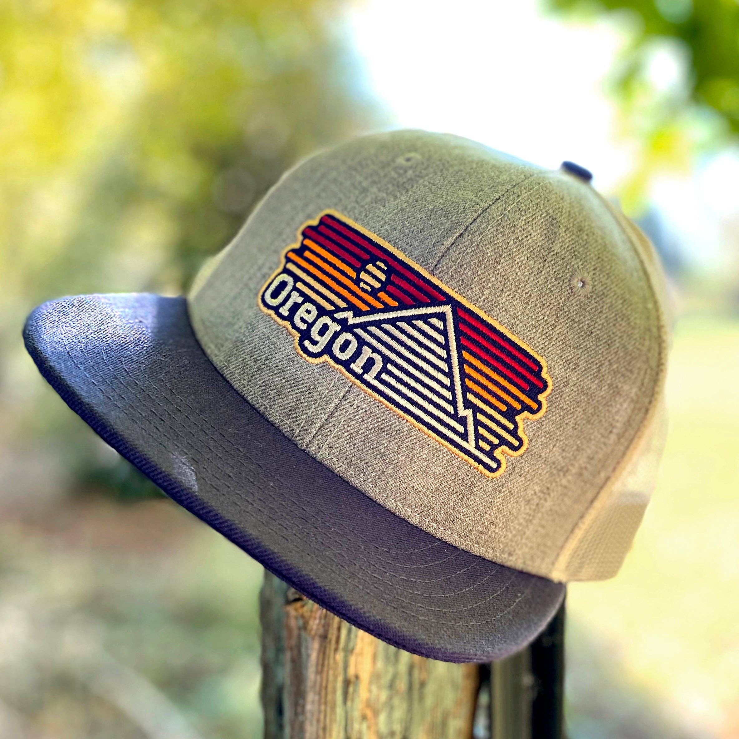 Navy Grey Oregon Horizons | Flat bill snapback hat CLEARANCE for wholesale on Faire1