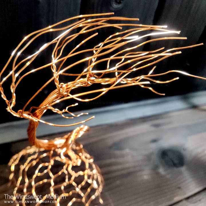 Elysian Workshop - Wholesale Sculpture - Windswept Bonsai Tree Handmade Copper Sculpture Minimalist6