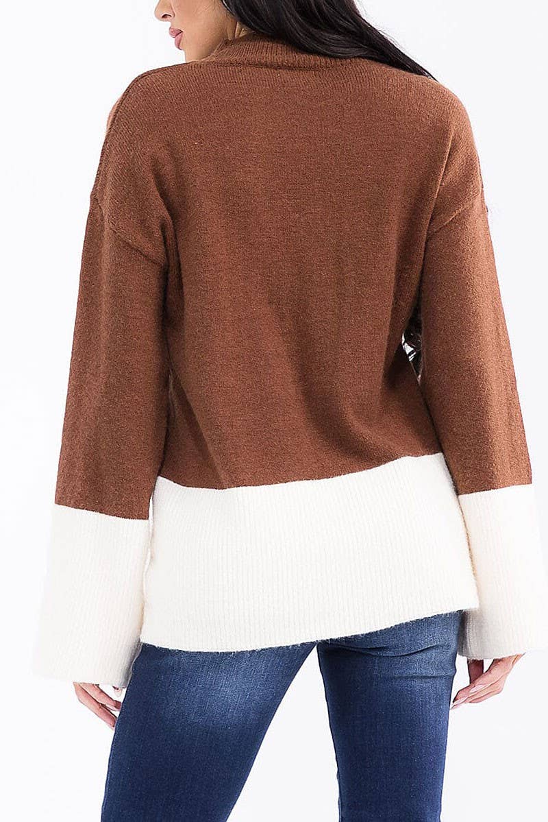 ROUSSEAU - Wholesale Knit Sweater - Women's - LONG SLEEVE COLORBLOCK PULLOVER SWEATER7
