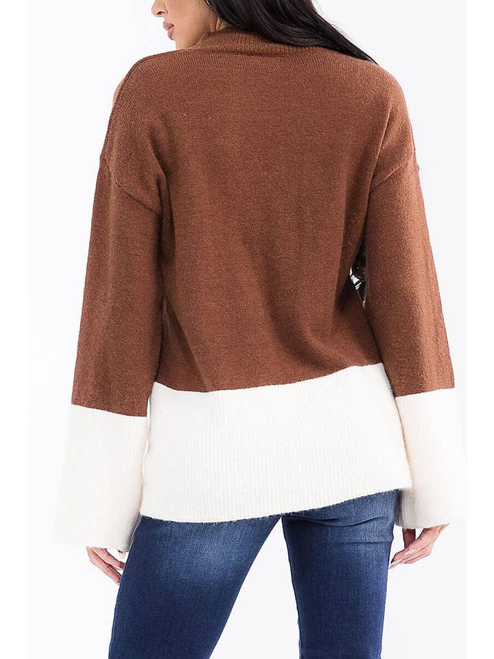 ROUSSEAU - Wholesale Knit Sweater - Women's - LONG SLEEVE COLORBLOCK PULLOVER SWEATER7