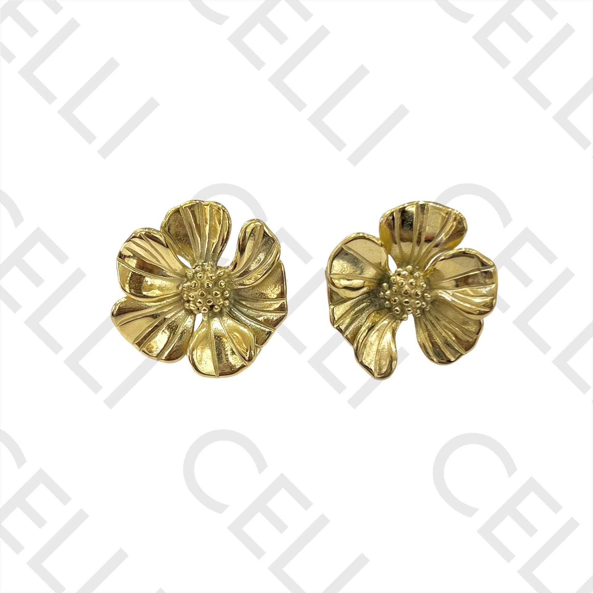 Celli Biju - Wholesale Stud/Post Earrings - Steel Earring - flower2