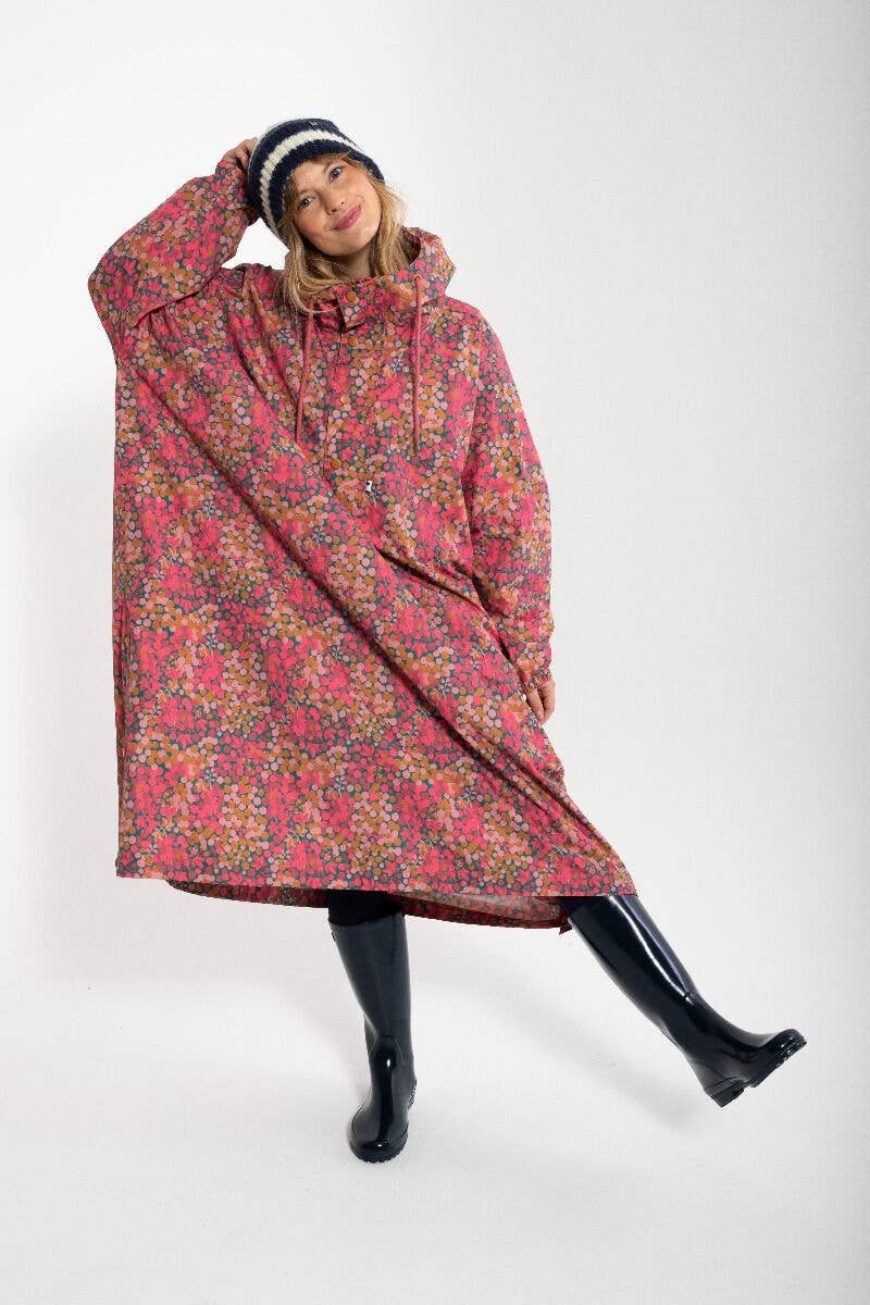 Danefae København – wholesale Poncho – Women's – Danedream Drops Rain Poncho Berrygood Pink6