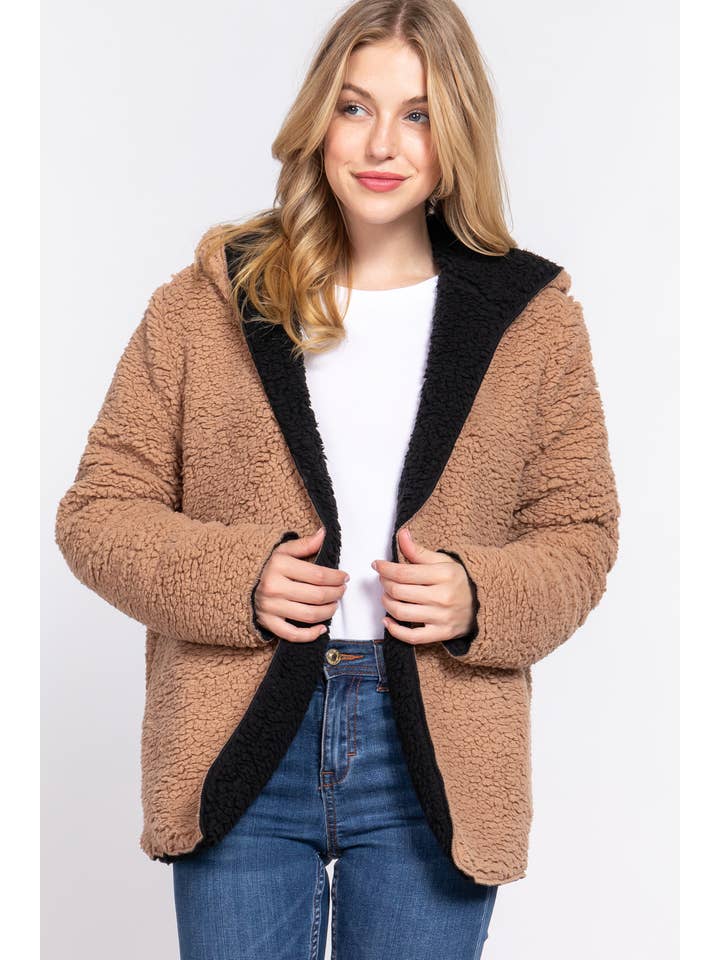 Active Basic | Active USA - Wholesale Fur/Faux Fur Coat - Women's - Long Sleeve Hoodie Faux-fur Reversible Jacket23