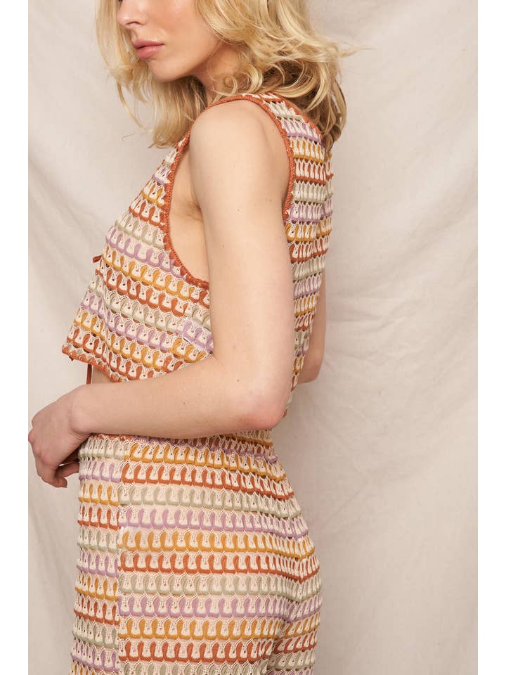 Multi Colored Crochet Tie Front Vest Top for wholesale on Faire