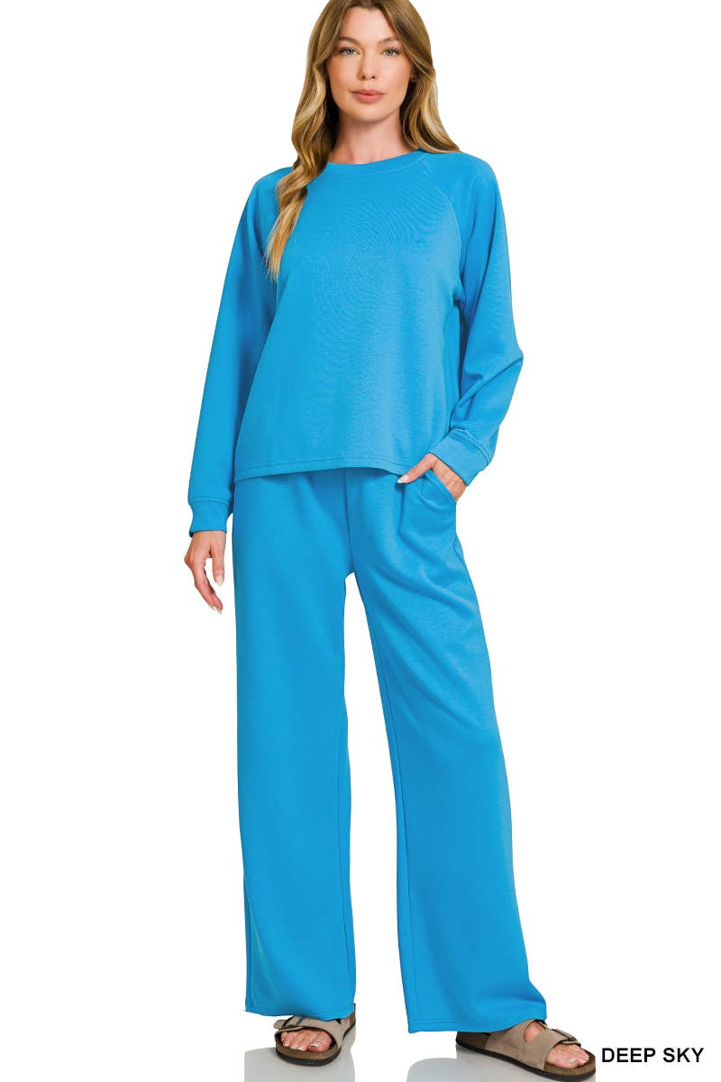 42POPS - Wholesale Lounge Set - Women's - ..1028 Scuba Crewneck Pullover & Pants 2 Piece Set SI-284126