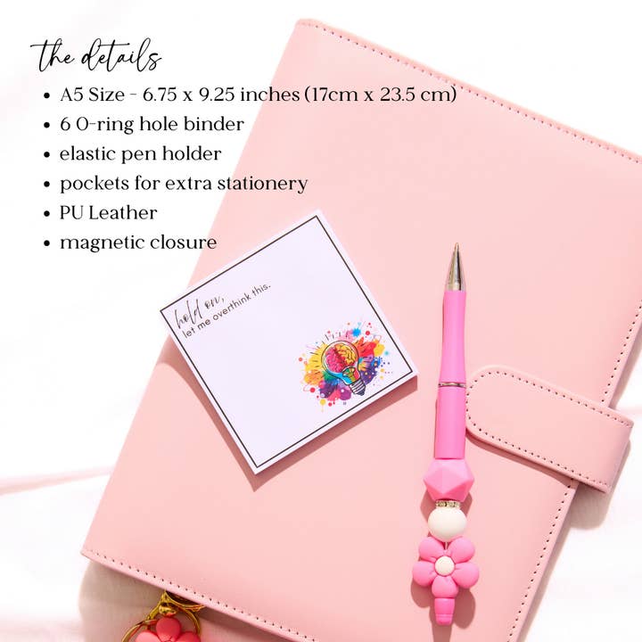 Eleventh and Taylor - Wholesale Binder - A5 Binder: 6 Hole with Elastic Pen Holder & Magnetic Closure24