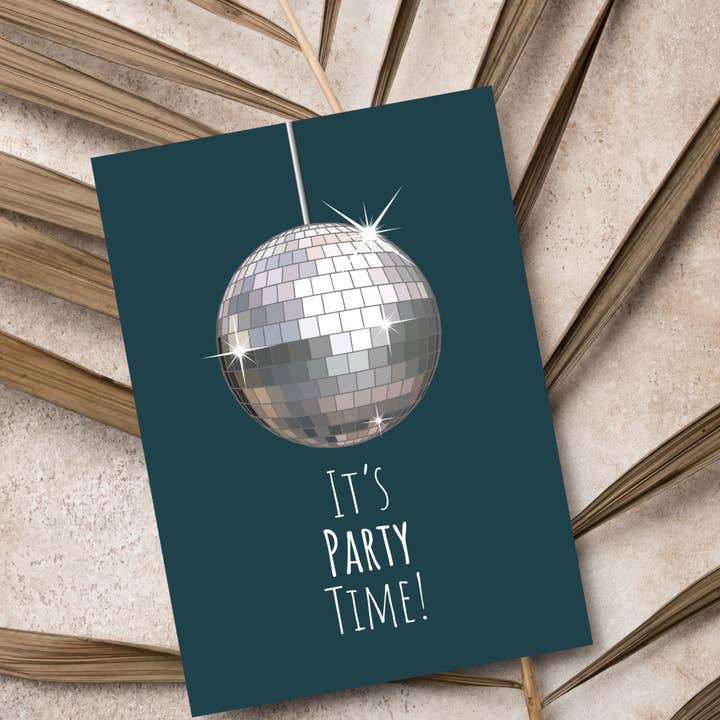 Party Time Disco Birthday Card | Premium Linen Paper | Dance Celebration Card for wholesale by JoeyPrints