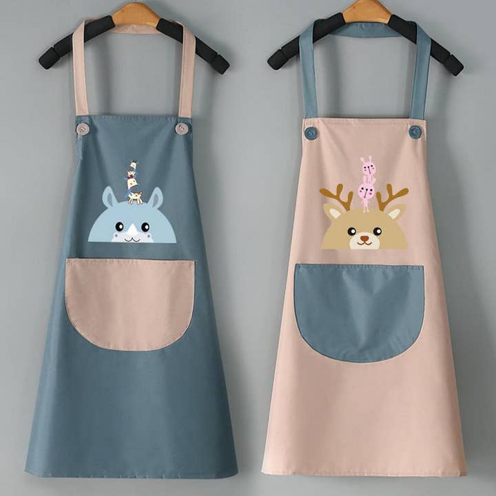 Deer head print Summer Thin Apron with pockets_CWMM2050 for wholesale by ACCITY