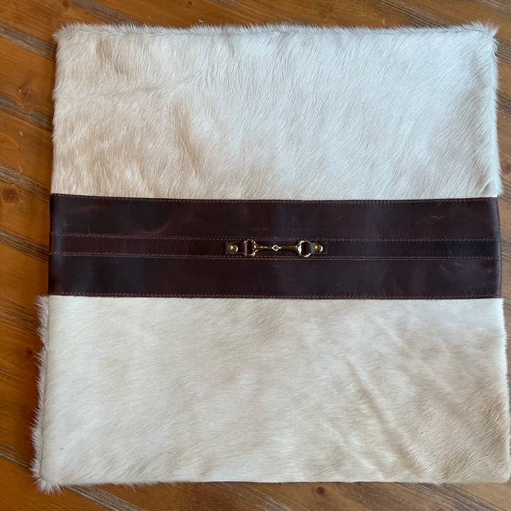 Westrian International - Wholesale Throw Pillow Cover - CLEARANCE Snaffle Bit Cowhide Leather Pillow Cover 18”4