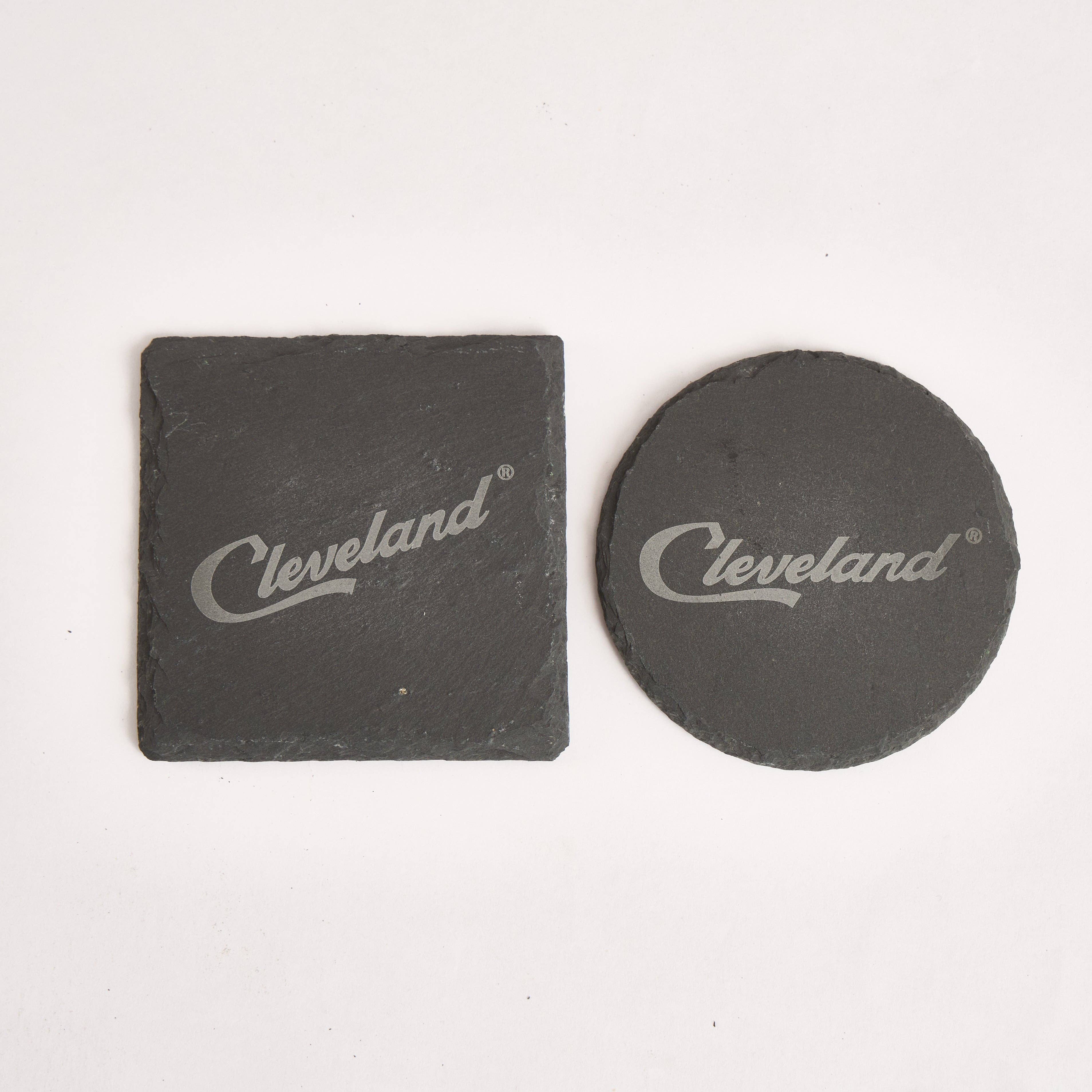 Sparkle Being – wholesale Coasters – Cleveland Slate Coaster – 4-Inch Engraved Drink Coaster | Round or Square Natural Stone | Cleveland Souvenir Gift2