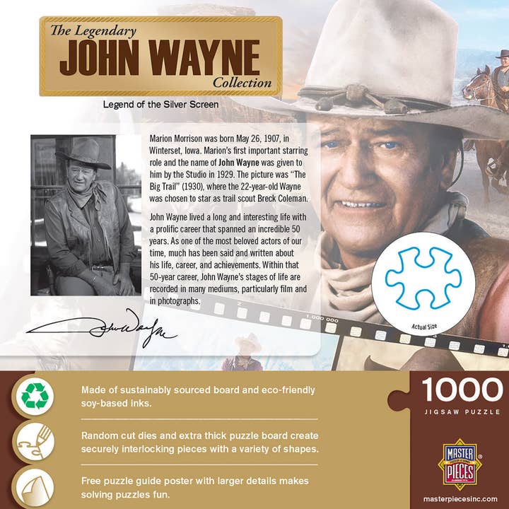 Masterpieces Puzzles - Wholesale Puzzle - Adult - John Wayne - Legend of the Silver Screen 1000 Piece Puzzle